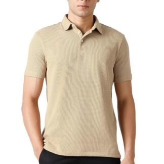 Van Heusen Solid Polo T Shirt for Men | Premium Cotton | Waffle Knit Textured | Regular Fit | Elegant Style | Casual Wear